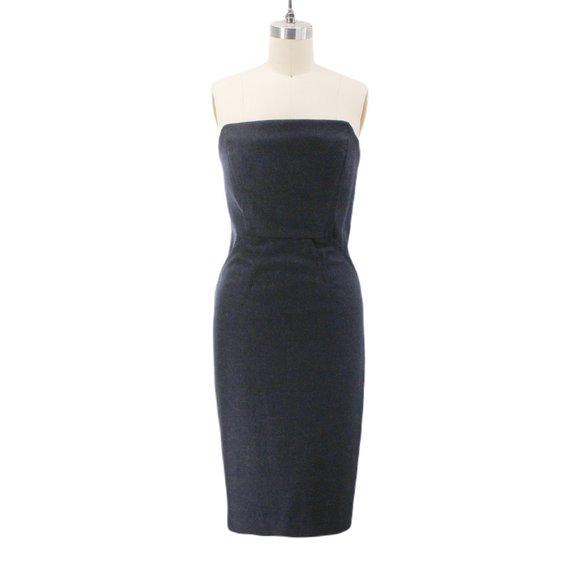 DSquared2 Gray Wool Strapless Fitted Corset Dress Midi Tailored Pencil Skirt 46 - Picture 2 of 15